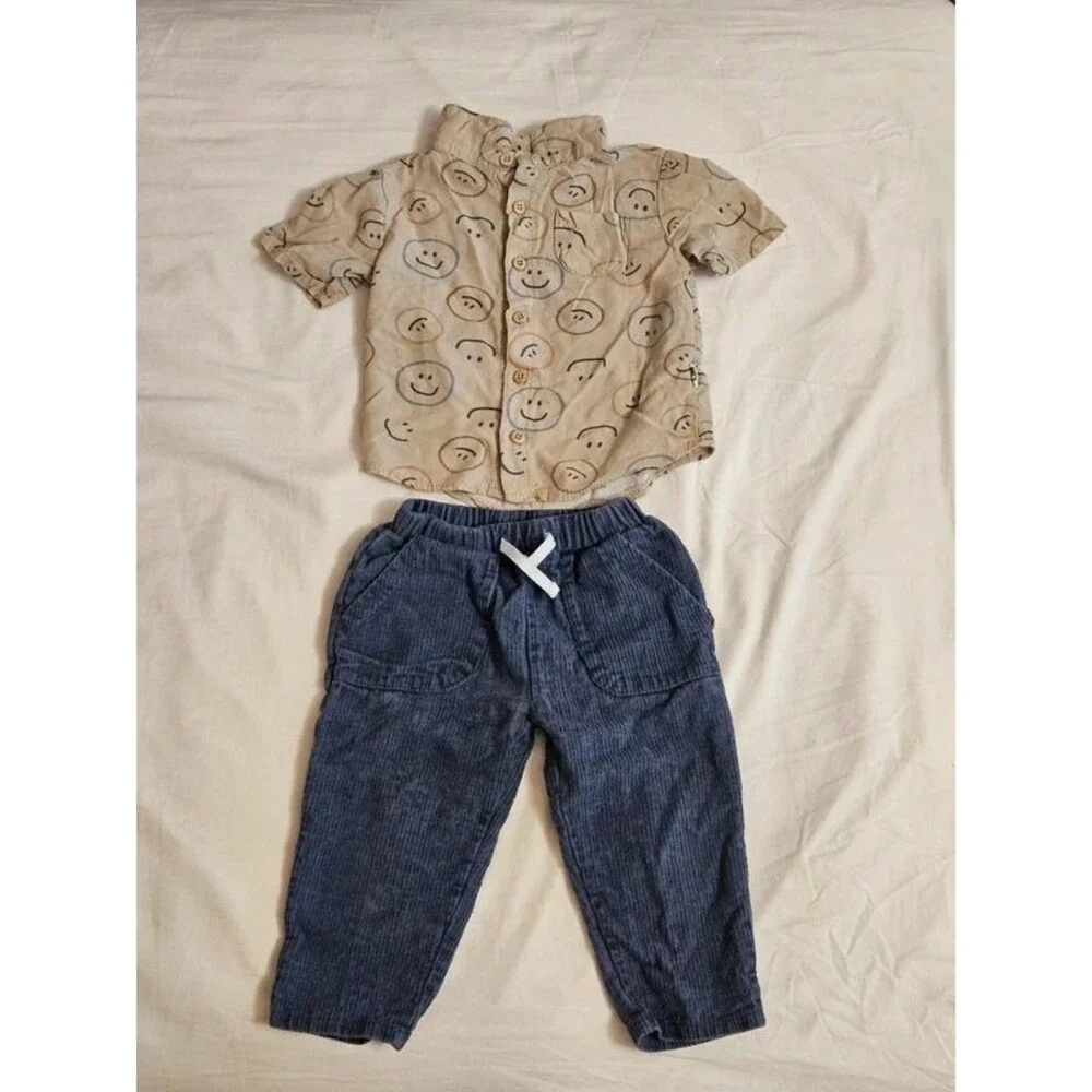 ORGANIC Rabbit Bear Outfit cotton linen corduroy 2pc